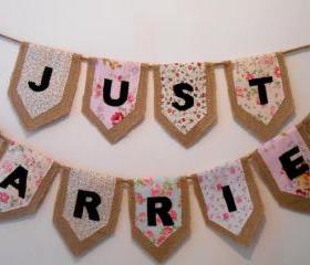 Just Married rustic bunting banner Photo prop